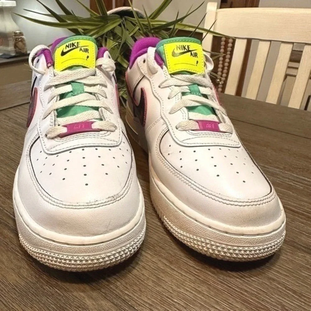 Nike Air Force 1 Low Just Do It White Multi Color Sneakers‎ Kids 7Y/ Women's 8.5
